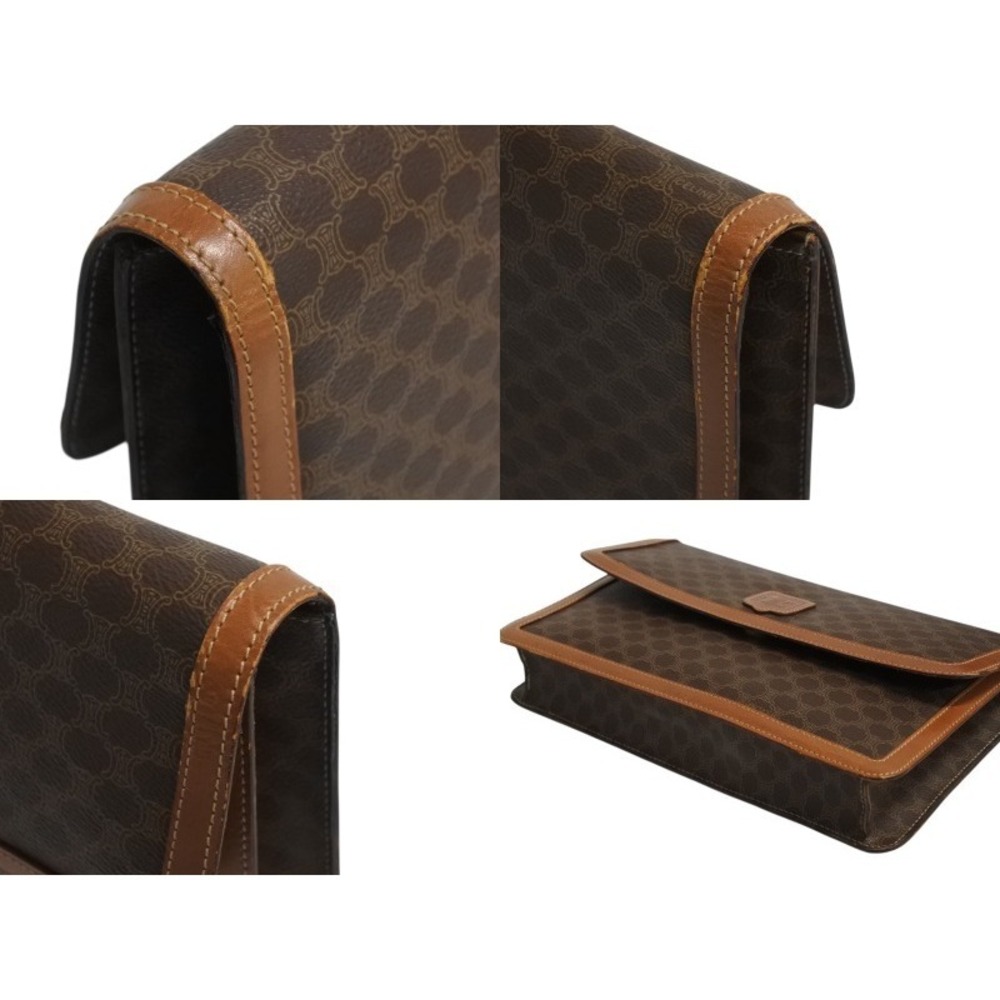 CELINE Clutch Bag Macadam Brown Leather - Picture 5 of 9